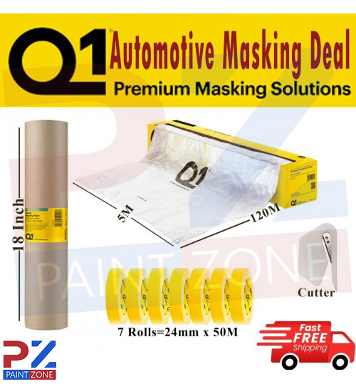 Masking Tape Roll 24mm x 50mm Poly Film Sheet 120m -18 "Brown masking paper